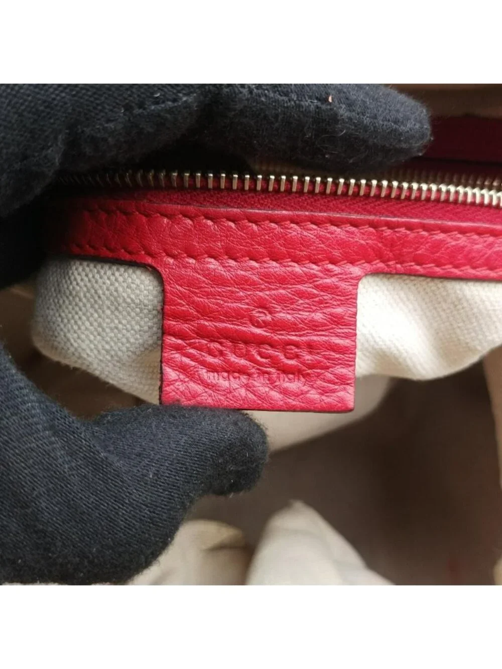 Gucci Sherry Line Beige Red Green Canvas Leather Shoulder Bag
